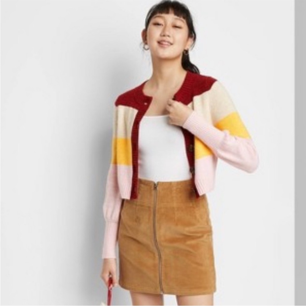 New With Tags Wild Fable Button Front Color Block Cardigan XS